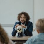 Learning - Teacher Showing His Class a Human Skull